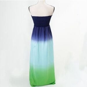 Lilly Pulitzer 100% silk Carrie style dip dye ombre look strapless maxi dress S